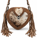 Desert Heart – Hair-on Cowhide Leather Fringe Crossbody Bag