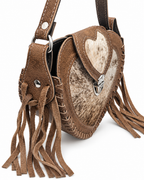 Desert Heart – Hair-on Cowhide Leather Fringe Crossbody Bag