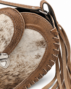Desert Heart – Hair-on Cowhide Leather Fringe Crossbody Bag