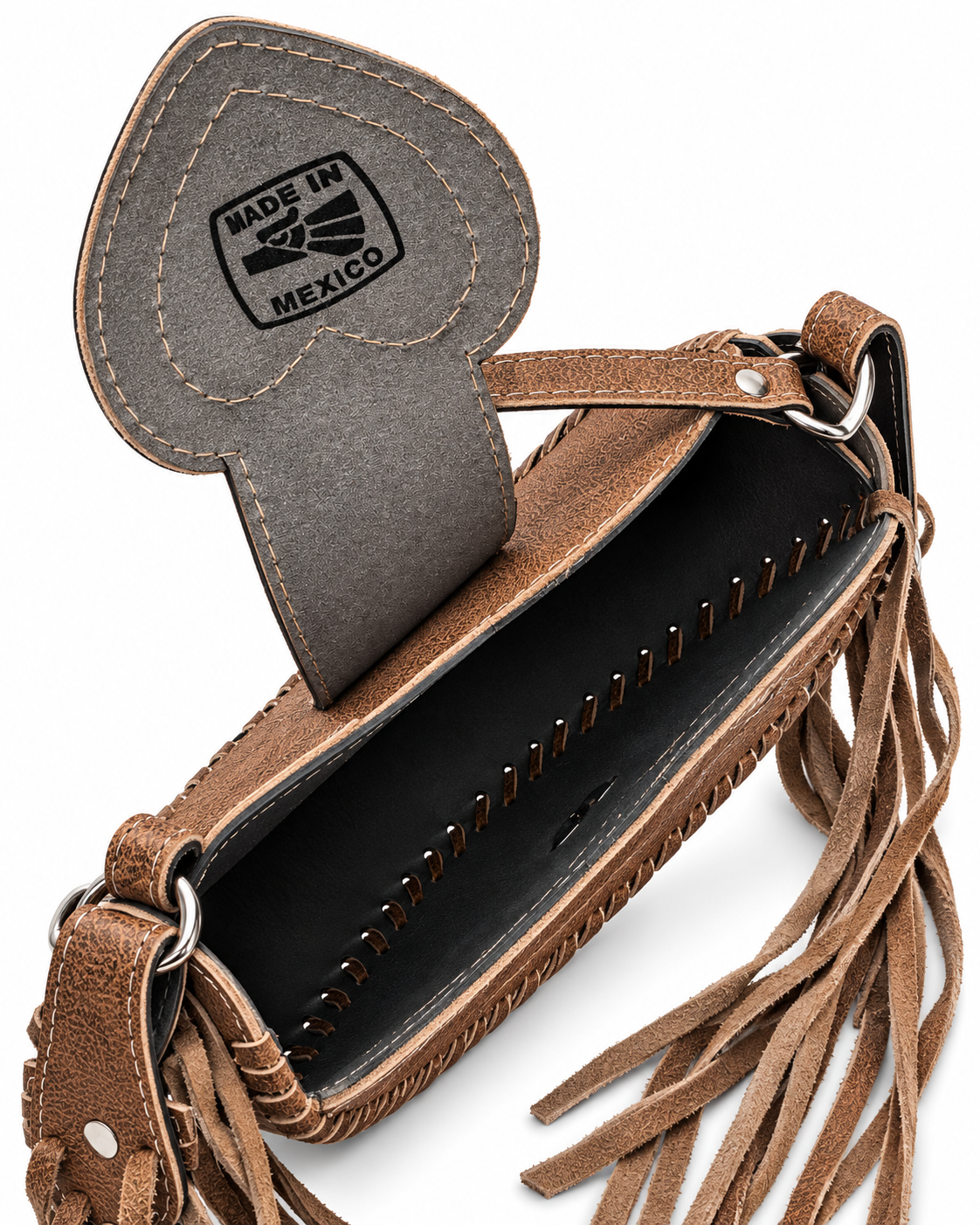 Desert Heart – Hair-on Cowhide Leather Fringe Crossbody Bag