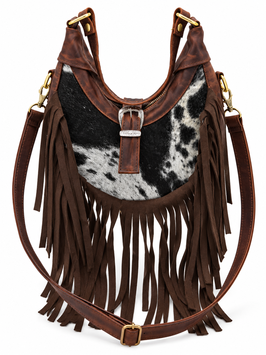 Dakota Fringe – Western Hair-on Cowhide Leather Crossbody Bag