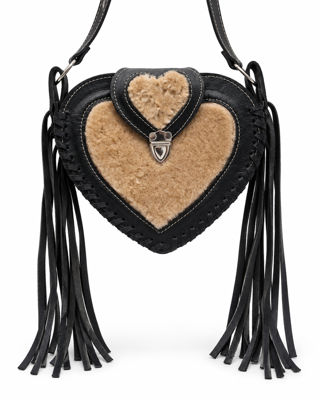 Blackheart Shearling – Genuine Leather Fringe Crossbody Bag