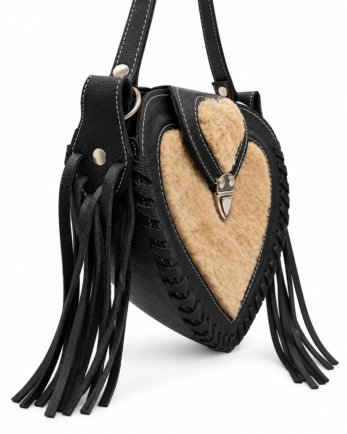 Blackheart Shearling – Genuine Leather Fringe Crossbody Bag